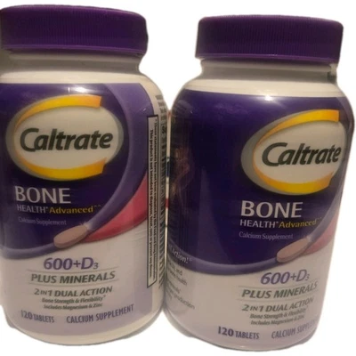 Paquete de 2 suplementos avanzados de calcio Caltrate Bone Health 120 comprimidos cada uno caducado 26/06 Foto 1 de 3
