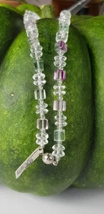 SCHMUCK-STCK FLUORIT BERGKRISTALL STEIN KETTE NEU Linsen Würfel A 45 cm - Picture 1 of 2