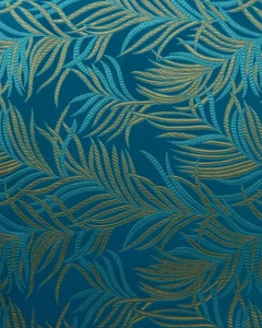 Turquoise Blue Gold Floral Silk Brocade Fabric (30 in.) Sold By The Yard - Picture 1 of 1