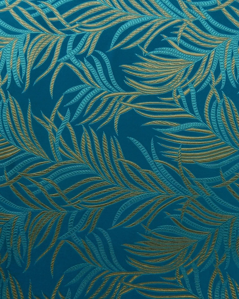 Turquoise Blue Gold Floral Silk Brocade Fabric (30 in.) Sold By The Yard - Image 1 of 1