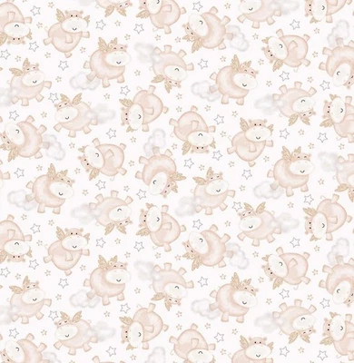 Studio E - Moonlit Dreams - Hipopótamos em relevo - Blush, tecido BTY - Imagem 1 de 4