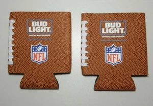 BUD LIGHT - NFL- Pigskin - BEER CAN/BOTTLE - NEOPRENE COOZIE KOOZIE 2 PACK - Picture 1 of 2