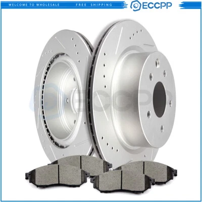 Rear Drilled & Slotted Brake Rotors And Ceramic Pads For Infiniti M45 M35 06-10 Foto 1 de 4