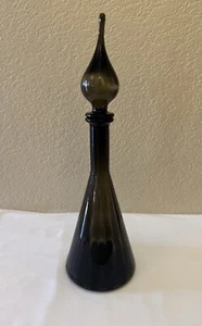Vintage Empoli Smoke Baby 16.5” Genie Bottle W/Stopper - Picture 1 of 10
