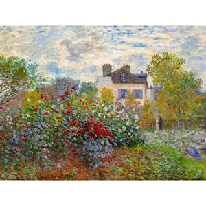 Claude Monet, The Artists Garden in Argenteuil, 100% Cotton Art Paper, 24" x 32" - Picture 1 of 10
