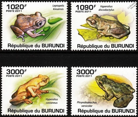 African FROGS Amphibian Animal Stamp Set (2011 Burundi) Cover