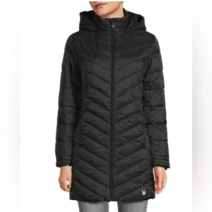 Spyder Black Hooded Longline Puffer Jacket Size Medium NWOT - Picture 1 of 15