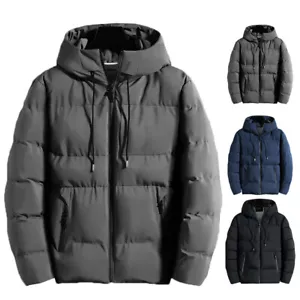 Hombres Invierno Cálida Chaqueta de Plumo de Pato Senderismo Grueso Abrigo Con Capucha Parka Acolchado - Imagen 1 de 17