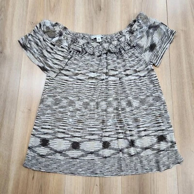 Banana Republic Soft Shoulder Top Womens Sz Medium, Ruffle Collar, Brown - Image 1 of 4