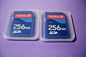 Qty=2 SD CARD SANDISK 256MB With Cases - Picture 1 of 1