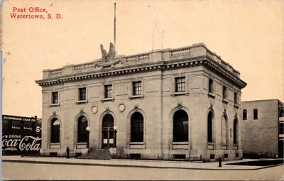 Watertown, SD Post Office PO Mimnaugh Cigar Co. Postcard Coca-Cola Ad - Image 1 of 2