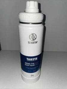 NEW Takeya Actives Insulated Stainless Steel Water Bottle Spout Lid 24oz White - Picture 1 of 5