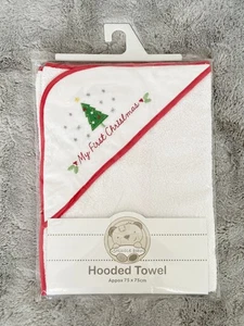 Baby Christmas Hooded Bath Towel By Snuggle Baby My First Christmas - Picture 1 of 2