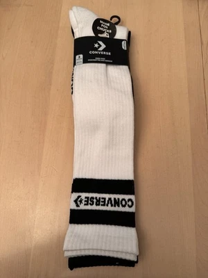 Paquete de 2 calcetines hasta la rodilla Converse (hechos para XXHi) negros/blancos talla 4-10 para mujer Foto 1 de 4