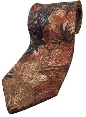 Corbata floral NINA RICCI 100 % seda vintage para hombre negra marrón roja NUEVA Foto 1 de 4