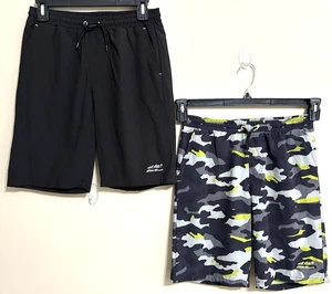 Eddie Bauer taglia L 14 16 Youth nero grigio mimetico confezione da 2 pantaloncini ibridi ragazzi nuovi senza etichette - Foto 1 di 7