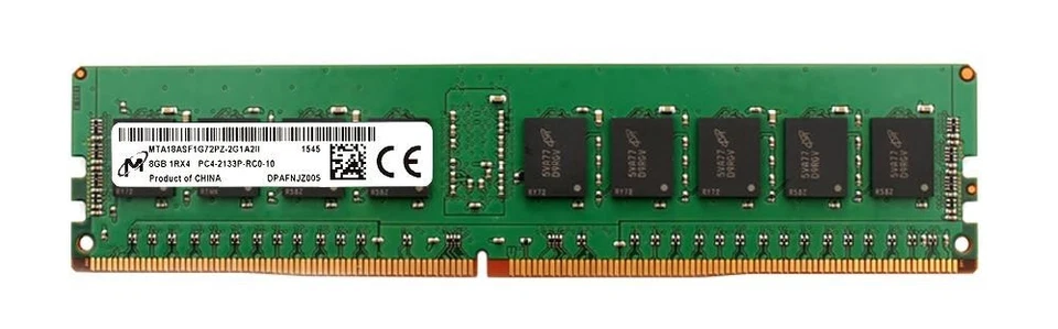 Micron 8GB RAM DDR4 ECC 1Rx4 PC4-2133P MTA18ASF1G72PZ-2G1A2II Server - Image 1 of 1