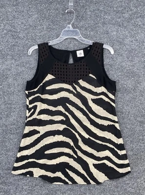 Camiseta sin mangas con estampado de cebra Cabi Tivoli para mujer XS Preppy Sexy Mob Esposa Ropa de oficina Boho Foto 1 de 4