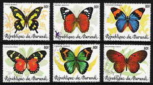 BURUNDI — SCOTT 654D-654F — FARFALLE RICARICATE 1989 — USATE — RARE - Foto 1 di 2