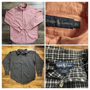 Ralph Lauren Button Down Lot Of 2 Men’s L Solid Plaid 100% Cotton Dress Shirt - Picture 1 of 10