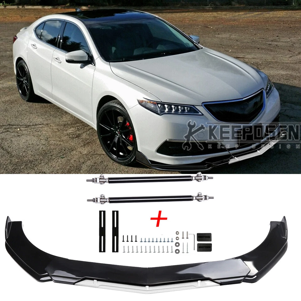 Parte de alerón divisor de labios blanco brillante para parachoques delantero Honda Acura TLX TL tipo S Foto 1 de 4