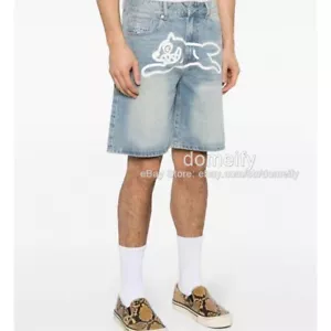 Bbc Icecream Denim Shorts Dark Blue/white Classic Run Dog Jeans Summer Mens - Picture 1 of 25