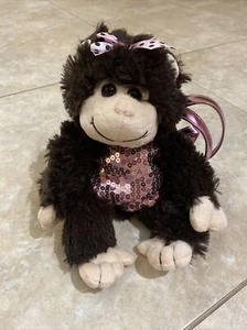 Poochie & Co White Brown And Pink Monkey Plush Purse Bag - Picture 1 of 3