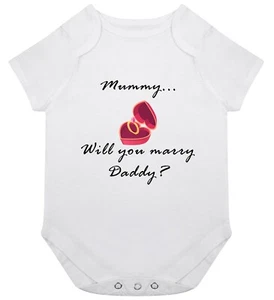 Proposal Baby Grow Babygrow Name Gift Born Love Marriage Ring Girl Boy Mum Dad - Picture 1 of 1