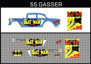 HotWheels(1/64),55 Gasser "Batman the Comic" Waterslide,PrintedWhiteFirst,Decals - Foto 1 di 5