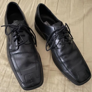 STEVE MADDEN - BLACK LEATHER DRESS SHOES - Men's Size 9 - Excellent Condition! - Picture 1 of 3