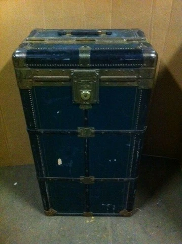 Hartmann Train Ship Steamer Trunk Cushion Top Wardrobe Gibraltarized 1900s prop Cover