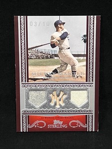 MICKEY MANTLE 2007 TOPPS STERLING DUAL GAME USED / WORN YANKEES JERSEY #D 3/10