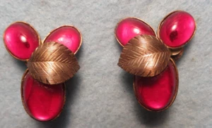 Vintage Chanter HM Hanae Mori Cherry Red Clip Earrings - Picture 1 of 23