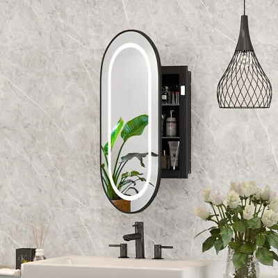 Oval LED Lighted Bathroom Mirror Medicine Cabinet Vanity Led Mirror 3 Color - Image 1 of 4