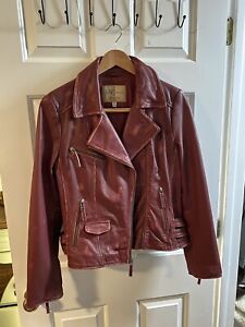 Wilson’s USA Distressed Red Genuine Leather Motorcycle Jacket Size Medium