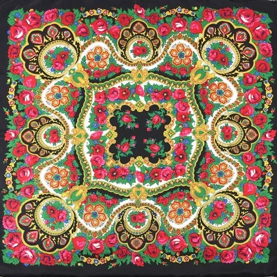 Antiguo mantel floral de fiesta con flecos largos - para decoración de fiesta o Navidad Foto 1 de 4