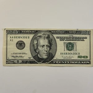 $20 US Dollar Bill 1996 AA 68364306 B series - Picture 1 of 2