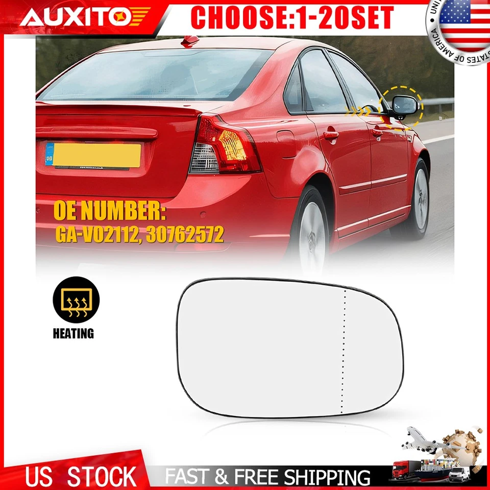 Стекло пассажирского бокового зеркала для Volvo C30, C70, S40, S60, S80, V50, V70 1-5X - Изображение 1 из 4