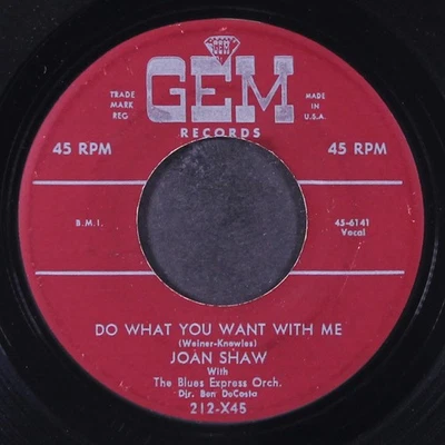 JOAN SHAW: you make me cry myself to sleep / do what you want with me GEM 7" - Image 1 of 2