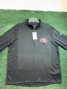SAN FRANCISCO 49ers NIKE MEN 1/4 Zip Long Sleeve Polos Black Plain New With Tags - Picture 1 of 7