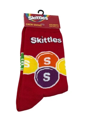 Skittles Crew 袜子食品图形糖果新奇趣红色男式 6-12 全新带标签 — 第 1/3 张图片