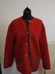 Geiger Vintage Red Wool Jacket Turol Embroidered Sz 40 Made Austria ❤️CHARITY - Picture 1 of 16