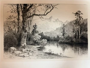 1888 Etching “Trinity Peaks” By Julian Rix Colorado San Juan Mountains - Picture 1 of 5