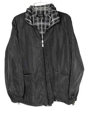 Dennis Basso Water Resistant Raglan Sleeve Reversible Bomber Black Large NEW - Image 1 of 4