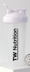 TW Nutrition 28 Oz Protein Shaker Bottle Shaker Cup Clear White BPA Free No Leak - Picture 1 of 5