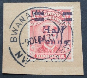 Rhodesia Admiral Halfpenny overprint with BWANAKUBWA (DC) postmark - Picture 1 of 1