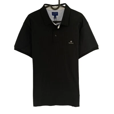 GANT Hombres Negro Mercerizado Jersey Rugger Mangas Cortas Polo Talla L Foto 1 de 4