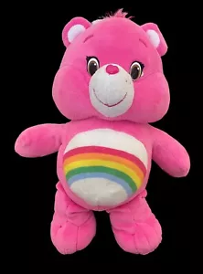2019 Pflegebären Plüschtier lachender Jubelbär rosa Regenbogen 13 Zoll - Bild 1 von 20