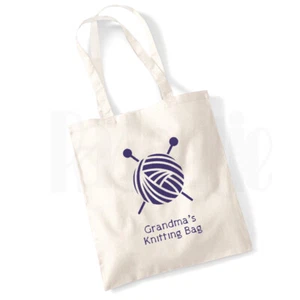 Personalised 'Knitting' Bag Canvas Tote Bag- ANY NAME - Picture 1 of 2