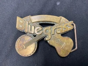 VINTAGE, 1980, BARON, SOLID BRASS BELT BUCKLE, #6231, BLUE GRASS - Picture 1 of 3